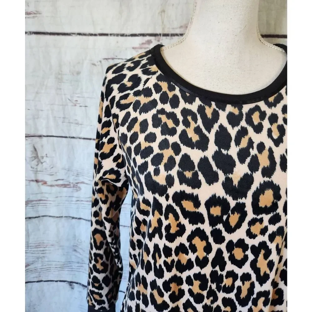 Kate Spade Animal Print‎ Velour Sleep Shirt Size Small